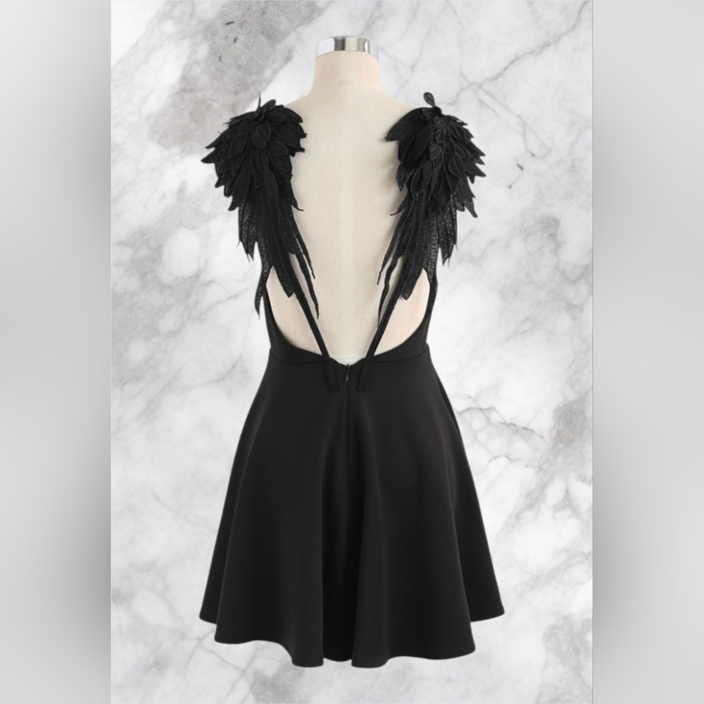 Angel Wings Cami Dress Black L Like New! - Picture 5 of 9